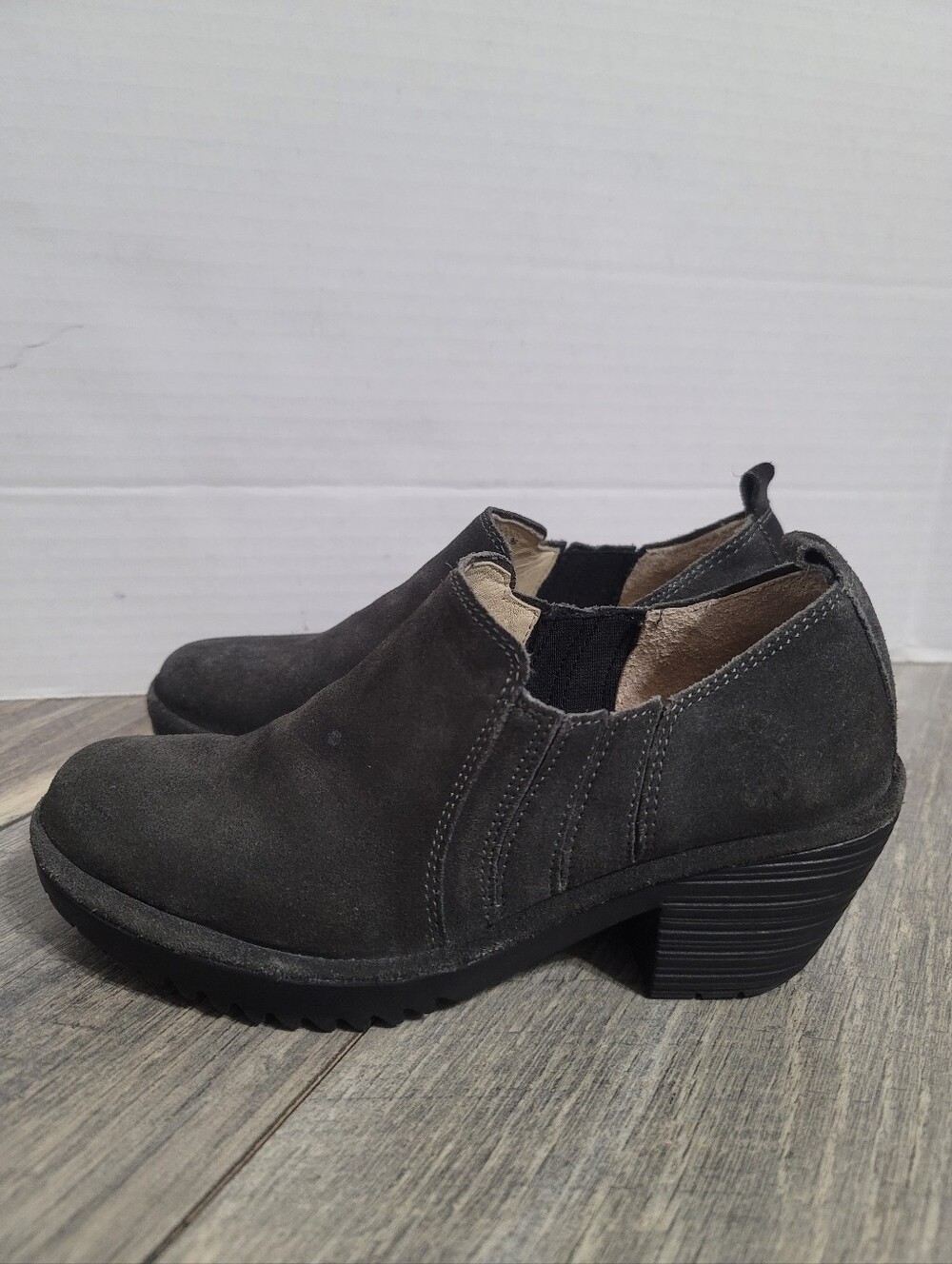 Fly London Black Suede Slip-On Booties EU Sz 36